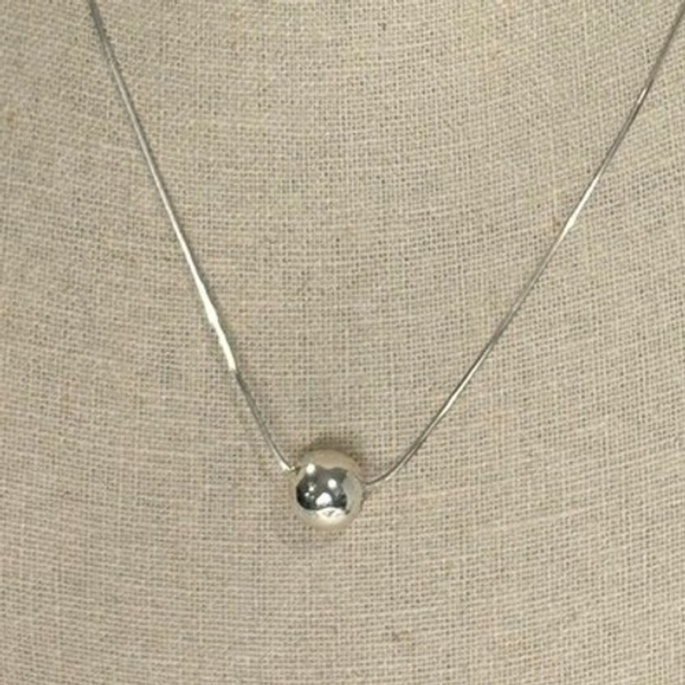 Round Snake Chain Sterling Silver Open Ball‎ Pendant Necklace 18.25"
